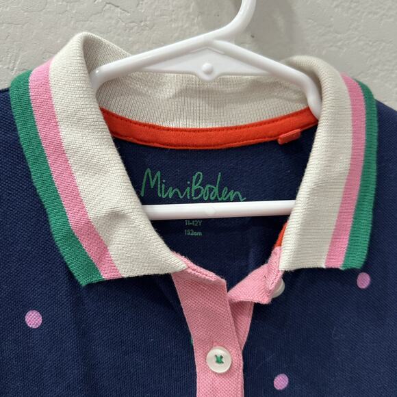 Mini Boden Navy Polka Dot Collared Dress - Picture 3 of 8